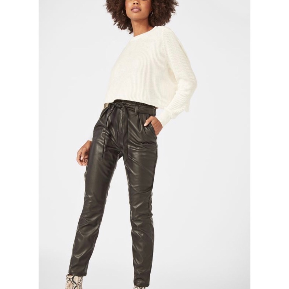 🆕Faux-Leather Black Paper Bag Waist Joggers